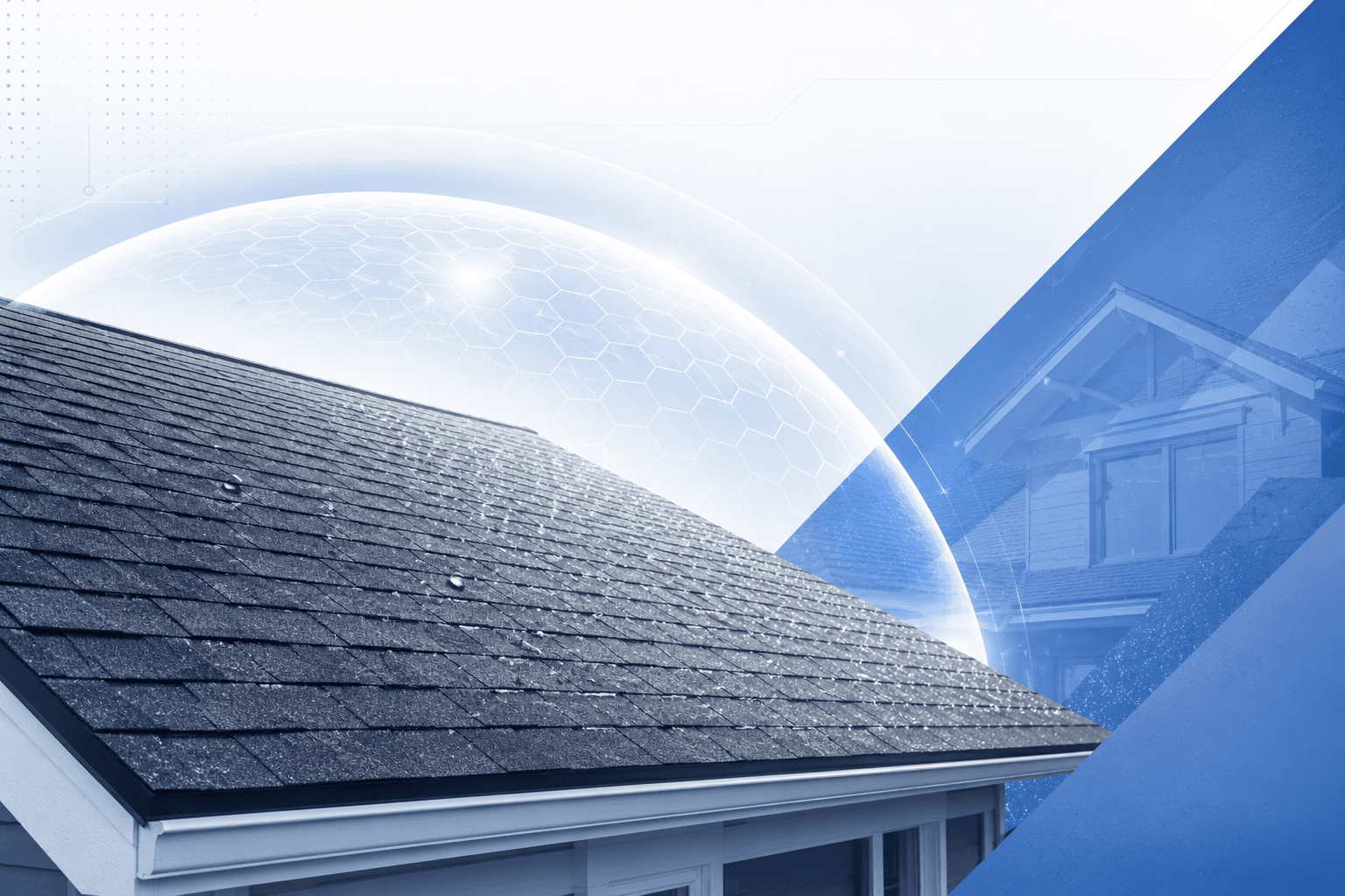 A residential asphalt shingle roof being treated with a roof preservation product to protect against UV damage, restore flexibility, and extend roof life.