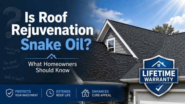 Residential asphalt shingle roof with lifetime warranty shield for roof rejuvenation article.